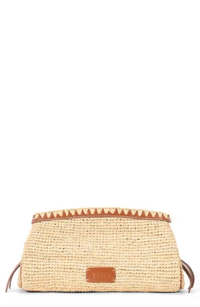 Staud Maude Convertible Raffia Clutch In Brown