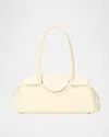 Staud Maude Fold-over Flap Leather Shoulder Bag In Cream