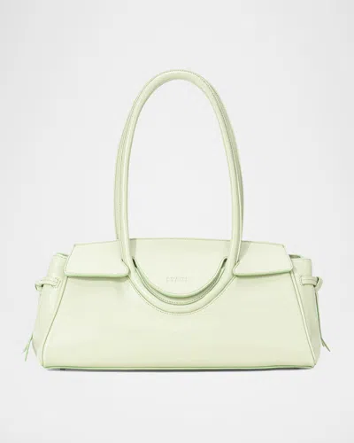 Staud Maude Fold-over Flap Leather Shoulder Bag In Pale Jade