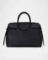 Staud Maude Fold-over Flap Leather Top-handle Bag In Black