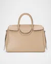 Staud Maude Fold-over Flap Leather Top-handle Bag In Dune