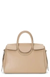 Staud Maude Fold-over Flap Leather Top-handle Bag In Dune