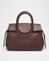 Staud Maude Mini Pebble Leather Carryall Top-handle Bag In Brown