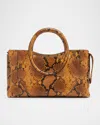Staud Maude Mini Python-embossed Leather Satchel Shoulder Bag In Brown