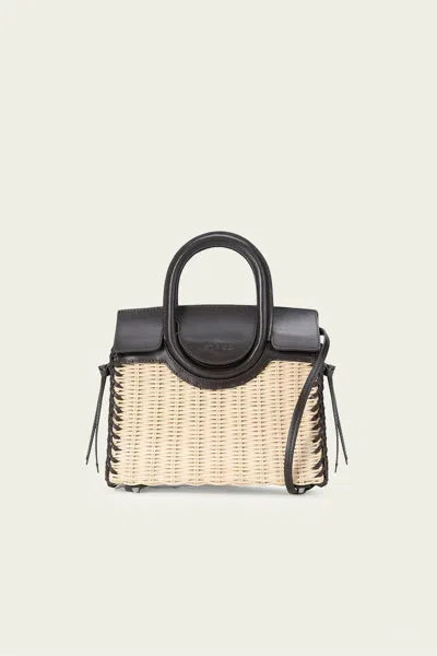 Staud Maude Mini Wicker Carryall In Natural Espresso In Brown