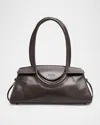 Staud Maude Polished Leather Shoulder Bag In Brown