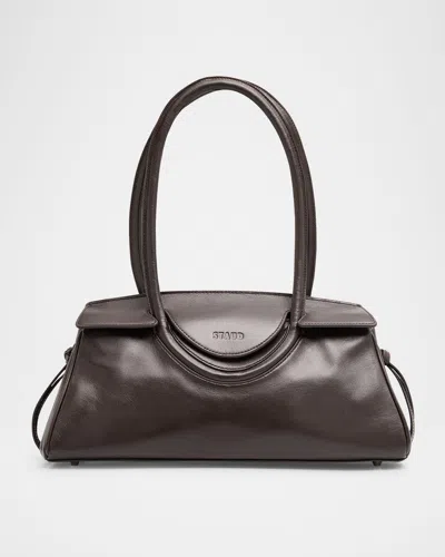 Staud Maude Polished Leather Shoulder Bag In Brown