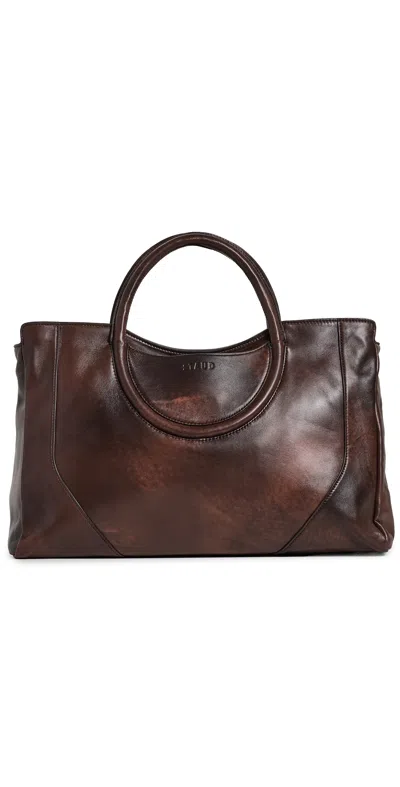 Staud Maude Satchel Espresso Distressed