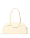 Staud Maude Fold-over Flap Leather Shoulder Bag In Cream