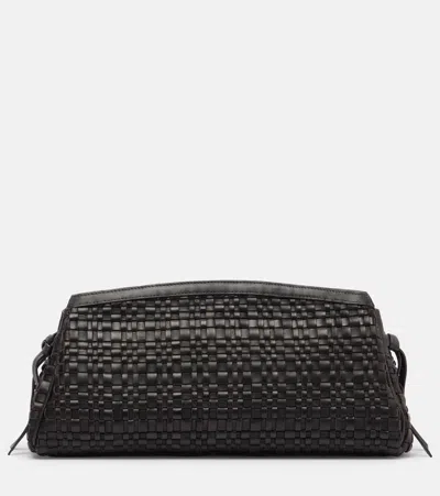 Staud Maude Woven Leather Clutch In Brown