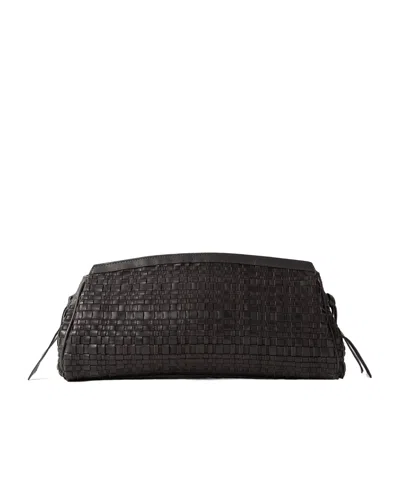 Staud Maude Woven Leather Clutch In Brown