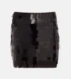 Staud Max Sequined Mesh Miniskirt In Black