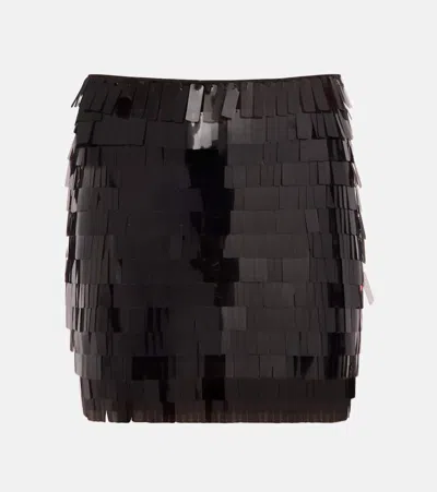 Staud Max Sequined Mesh Miniskirt In Black