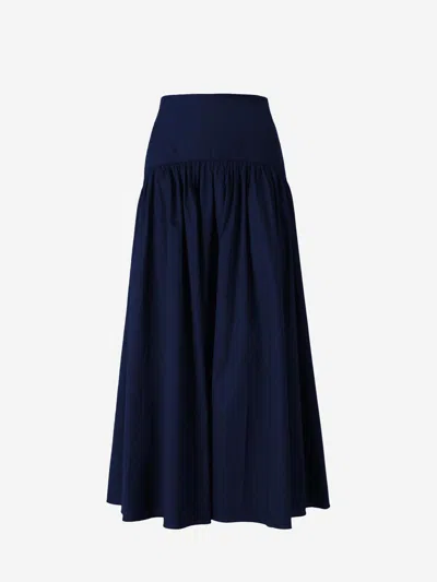 Staud Navy Procida Maxi Skirt In Navy Blue