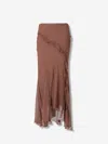 Staud Diana Ruffled Asymmetric Maxi Skirt In Brown