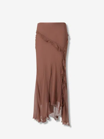 Staud Maxi Skirt Ruffles In Brown