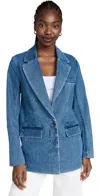 Staud Cotton Maxwell Blazer In Medium Wash