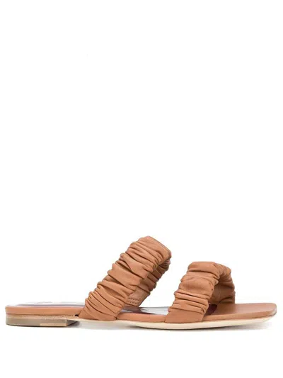Staud Maya Ruched Sandals In Nude