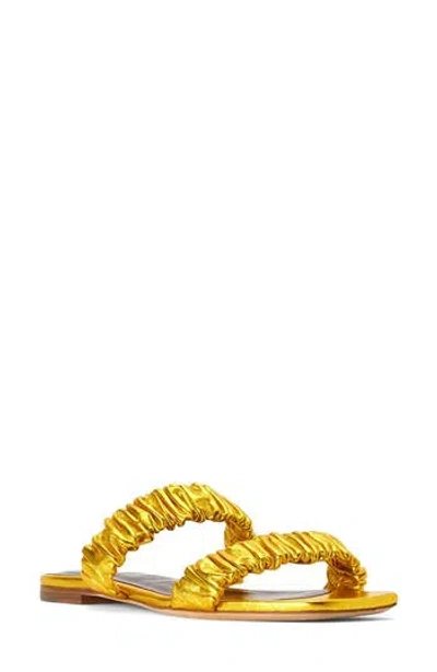 Staud Maya Ruched Slide Sandal In Gold
