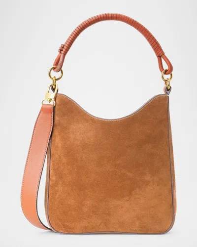 Staud Mel Suede And Leather Hobo Bag In Tan