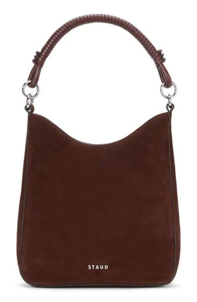 Staud Mel Suede Shoulder Bag In Mahogany