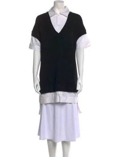 Pre-owned Staud Merino Wool Colorblock Pattern Sweater In Blue