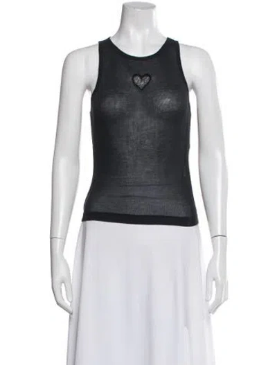 Pre-owned Staud Merino Wool Crew Neck Top In Black