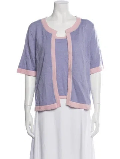 Pre-owned Staud Merino Wool Crystal Embellishments Set In Purple