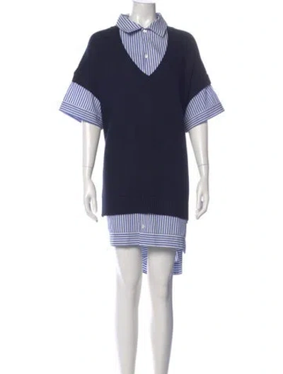 Pre-owned Staud Merino Wool Knee-length Dress In Blue