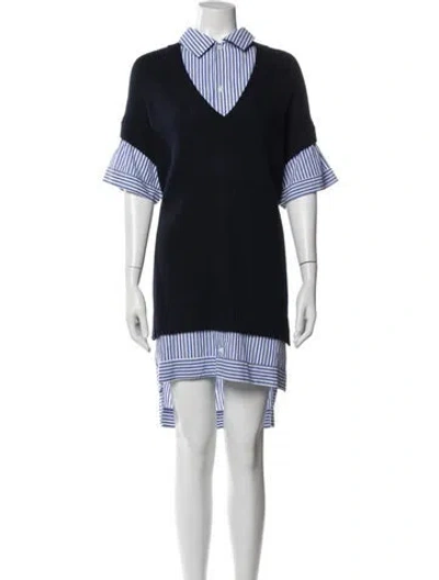 Pre-owned Staud Merino Wool Knee-length Dress W/ Tags In Blue
