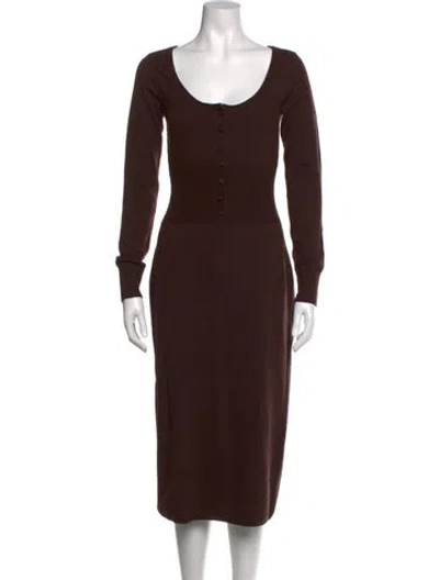 Pre-owned Staud Merino Wool Knee-length Dress W/ Tags In Brown