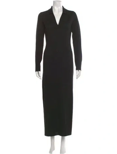 Pre-owned Staud Merino Wool Long Dress In Black