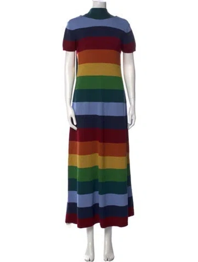 Pre-owned Staud Merino Wool Long Dress In Blue