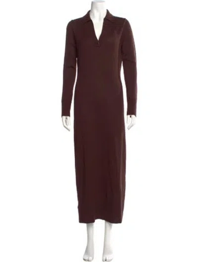Pre-owned Staud Merino Wool Long Dress In Brown