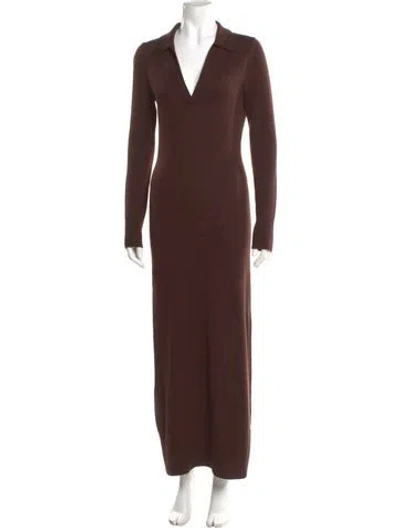 Pre-owned Staud Merino Wool Long Dress In Brown