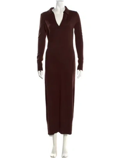 Pre-owned Staud Merino Wool Long Dress In Brown
