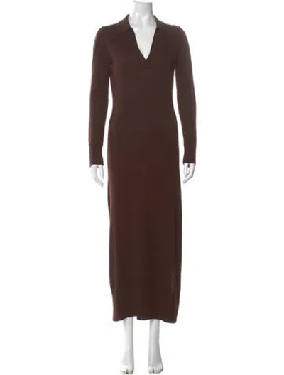 Pre-owned Staud Merino Wool Long Dress In Brown