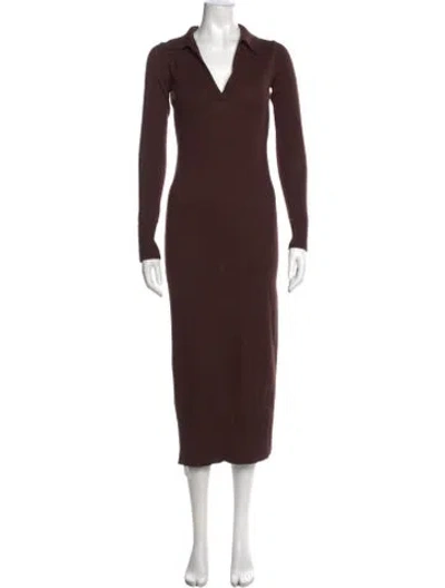 Pre-owned Staud Merino Wool Long Dress In Brown