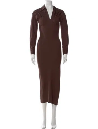 Pre-owned Staud Merino Wool Long Dress In Brown