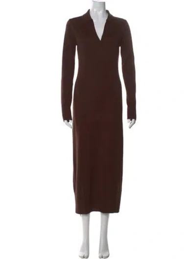 Pre-owned Staud Merino Wool Long Dress In Brown