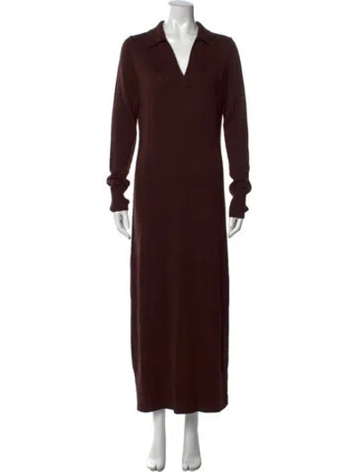 Pre-owned Staud Merino Wool Long Dress In Brown