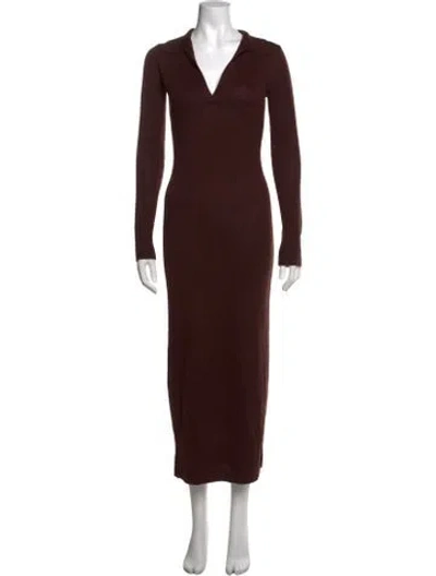 Pre-owned Staud Merino Wool Long Dress In Brown