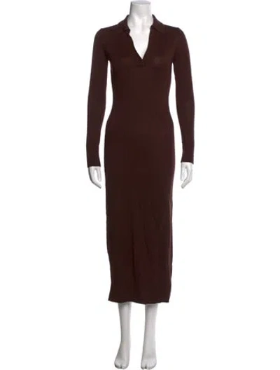 Pre-owned Staud Merino Wool Long Dress In Brown