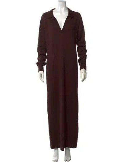 Pre-owned Staud Merino Wool Long Dress In Brown