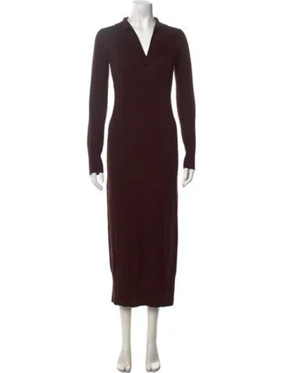 Pre-owned Staud Merino Wool Long Dress In Brown