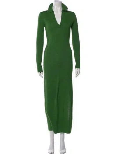 Pre-owned Staud Merino Wool Long Dress In Green