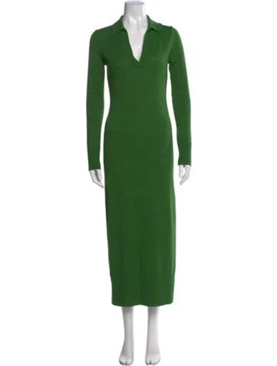 Pre-owned Staud Merino Wool Long Dress In Green