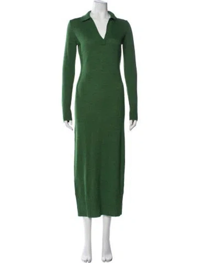 Pre-owned Staud Merino Wool Long Dress In Green