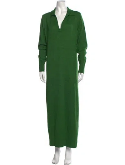 Pre-owned Staud Merino Wool Long Dress In Green