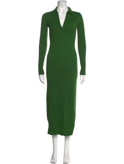 Pre-owned Staud Merino Wool Long Dress In Green